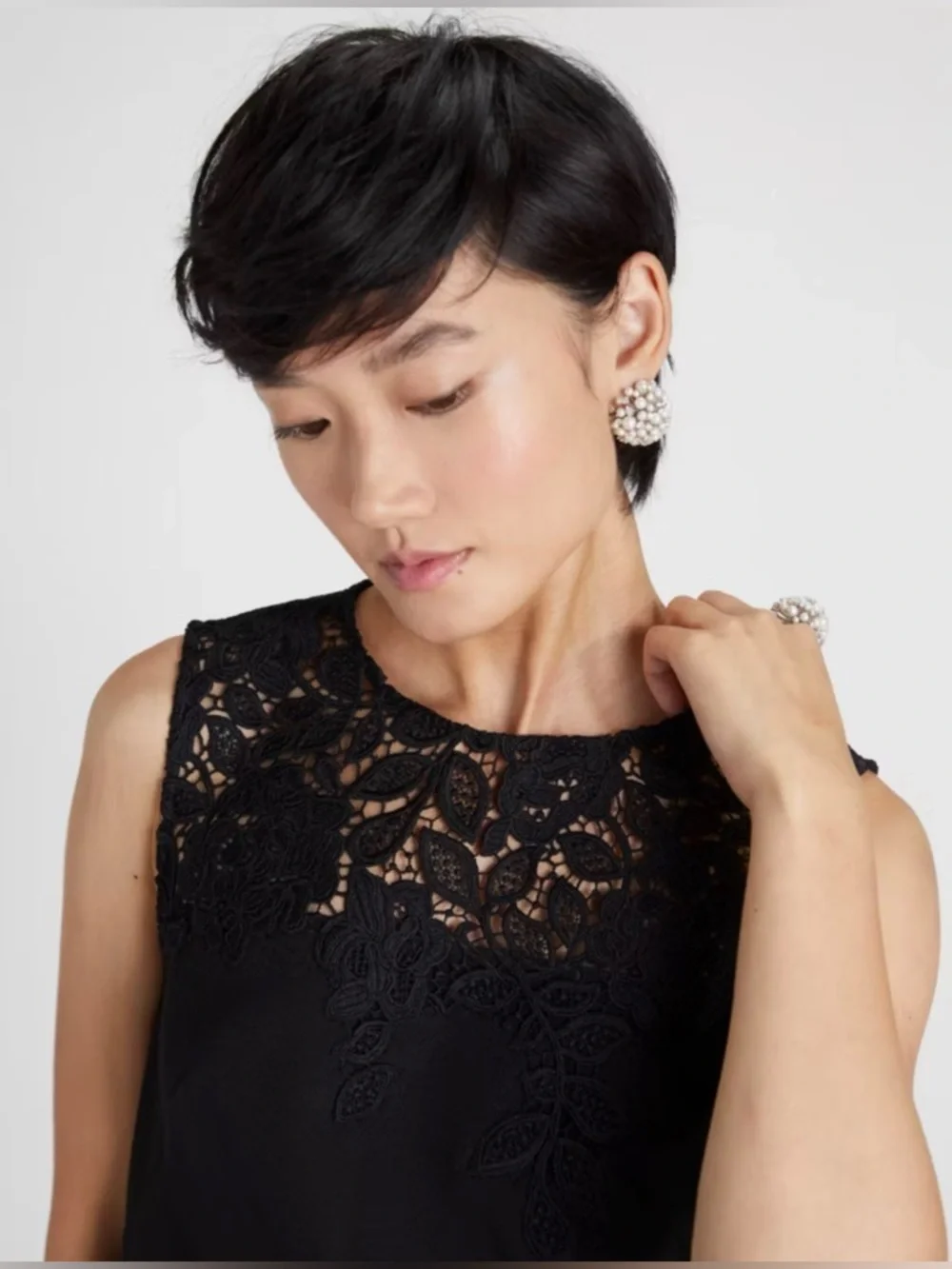 NWT Kate Spade Ribbon Lace Applique Crepe Dress, Size‎ 12